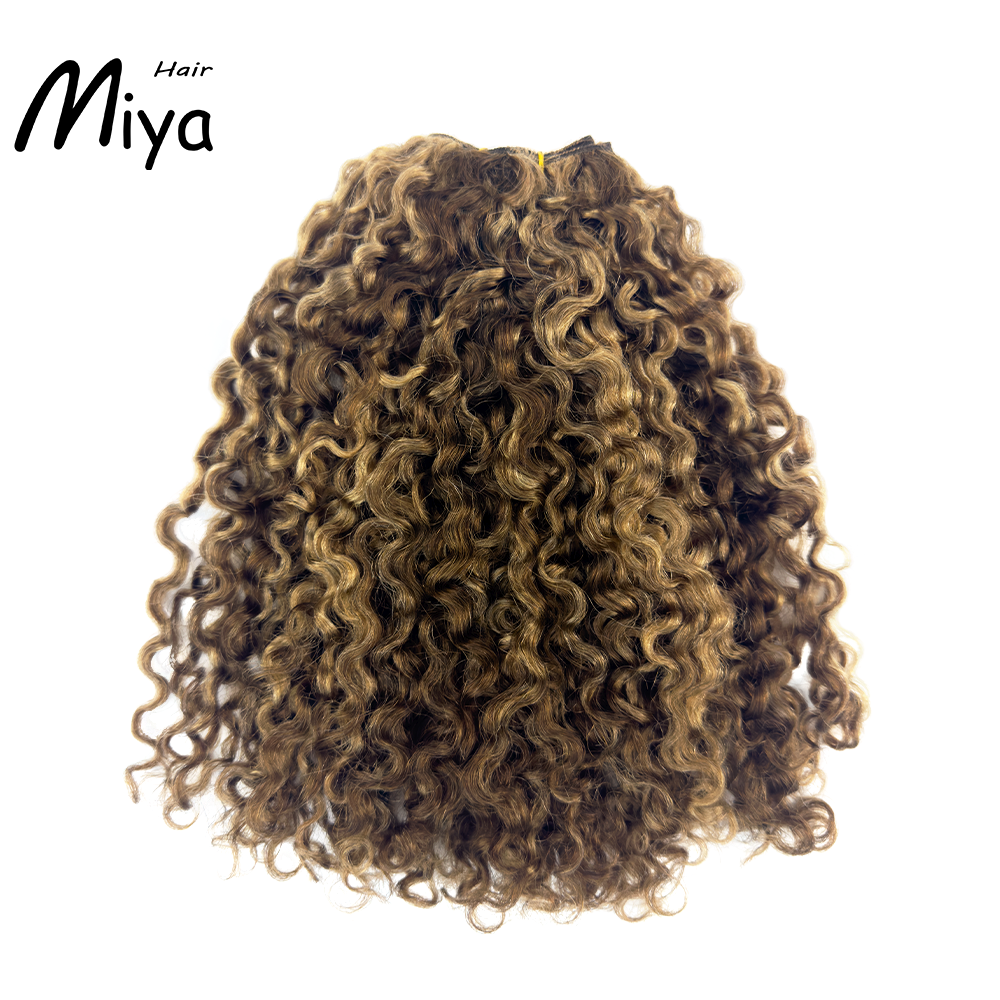 Jerry Curly Weft Kinky Curly Bundles Piano Hair Highlight Blonde Best Quality Double Drawn 100% Cuticle Aligned Human Hair Extensions From One Donor Machine Weft Volume Weft Hair Weft Hair Bundles (Copy)