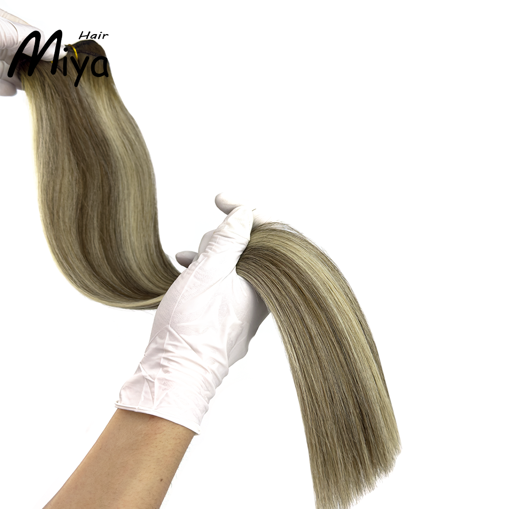 Balayage Extensions Ombre Hair Piano Weft Highlight Bundles Best Quality From One Donor Double Drawn 100% Cuticle Aligned Human Hair Extensions Machine Weft Volume Weft Hair Bundles