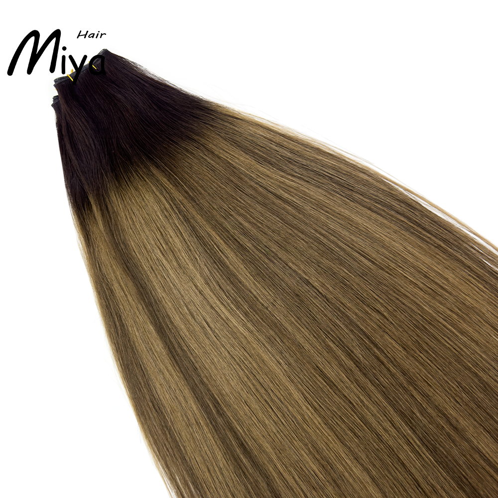 Balayage Hair Ombre Dark Root Hair Highlight Genius Weft Best Quality Double Drawn 100% Cuticle Aligned Human Hair From One Donor 16-30inch Hair Extensions