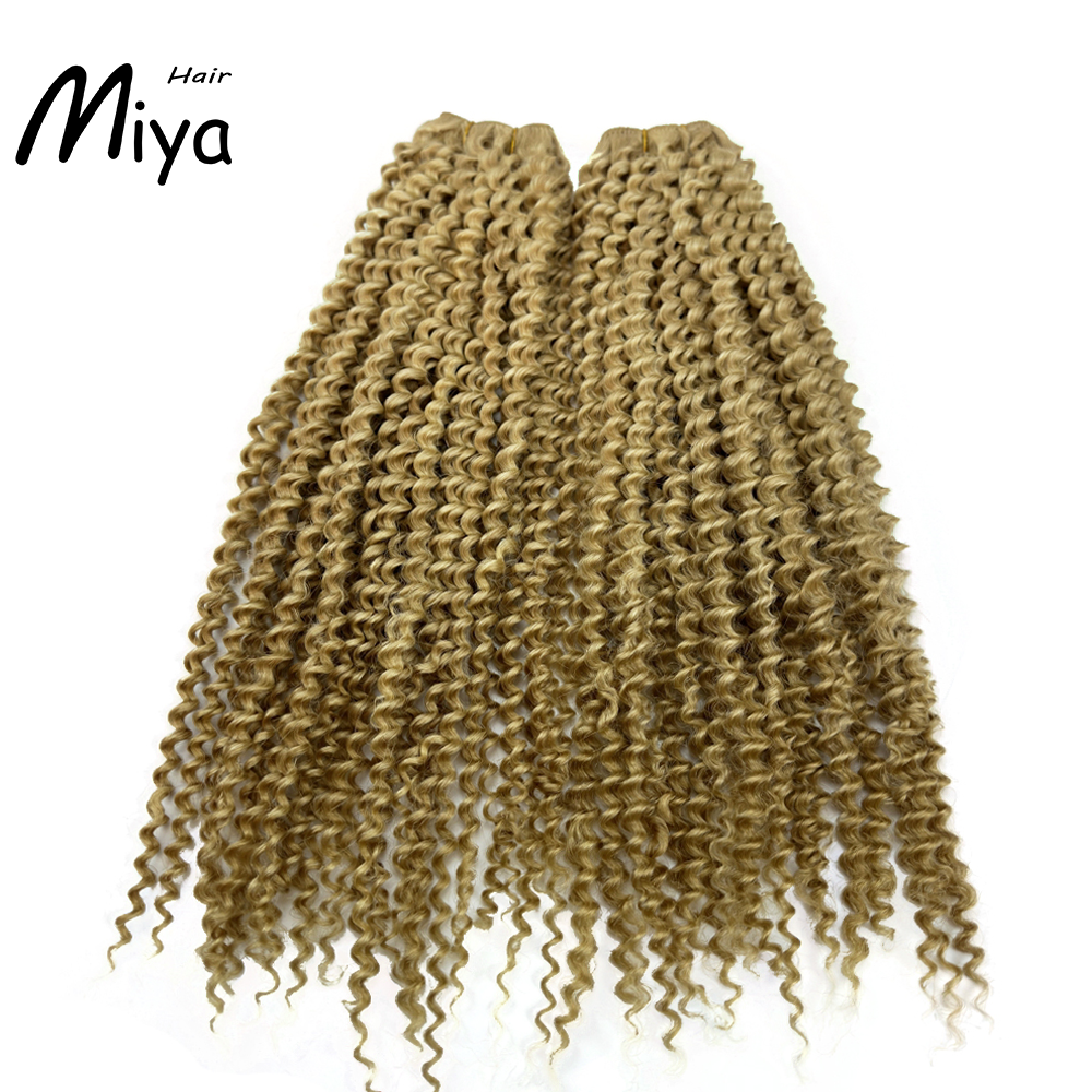 Jerry Curly Hair Kinky Curly Bundles Blonde Bundles Best Quality Double Drawn 100% Cuticle Aligned Human Hair Extensions From One Donor Machine Weft Volume Weft Hair Weft Hair Bundles