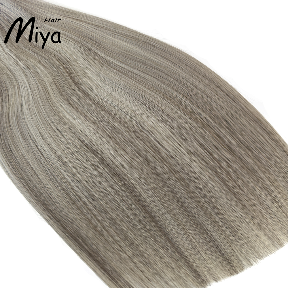 Piano Hair Highlight Silver Gray Genius Weft Best Quality Double Drawn 100% Cuticle Aligned Human Hair Extensions 16-30inch From One Donor Virgin Hair Remy Hair
