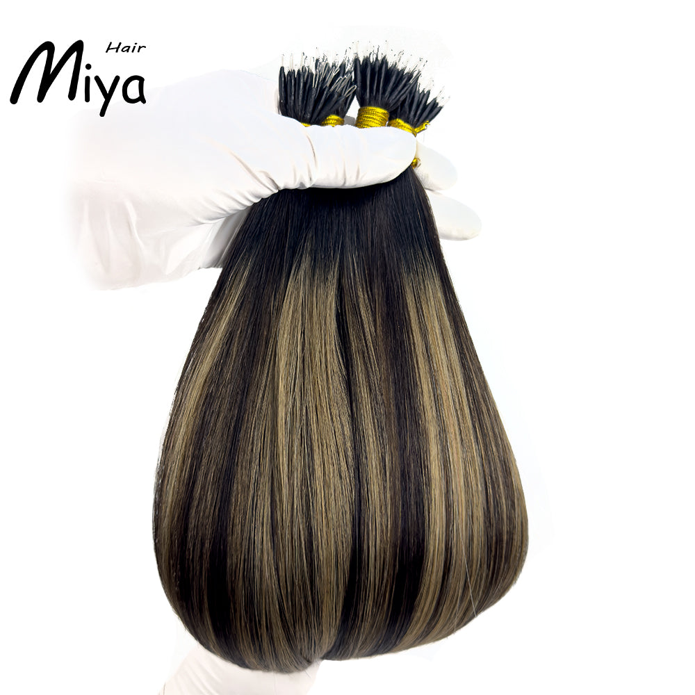 Balayage Nano Ombre Highlight Virgin Hair Nano Ring Hair Best Quality Double Drawn 100% Cuticle Aligned Human Hair From One Donor 18-24inch Nano Bead Hair Extensions Nano Hair