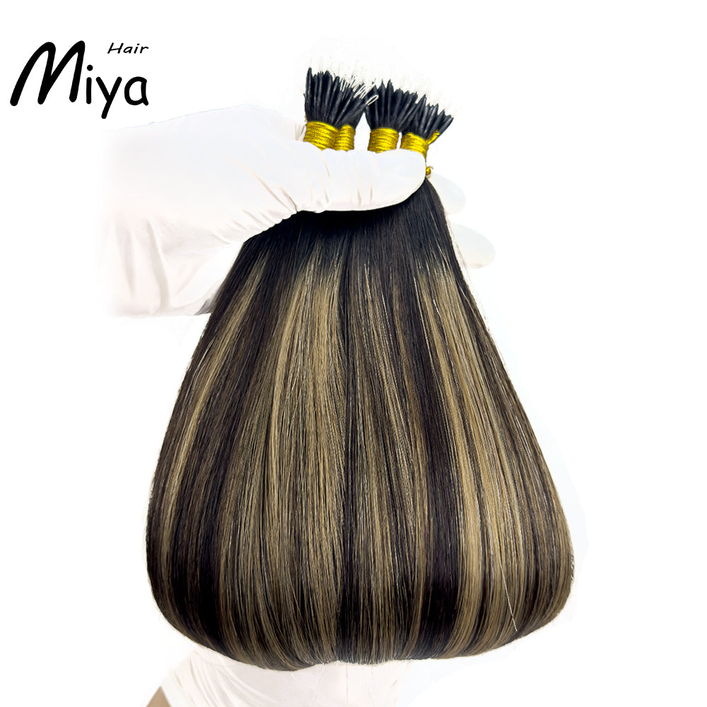 Balayage Nano Ombre Highlight Virgin Hair Nano Ring Hair Best Quality Double Drawn 100% Cuticle Aligned Human Hair From One Donor 18-24inch Nano Bead Hair Extensions Nano Hair