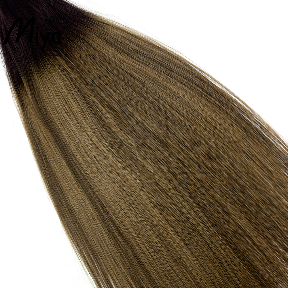 Balayage Hair Ombre Dark Root Hair Highlight Genius Weft Best Quality Double Drawn 100% Cuticle Aligned Human Hair From One Donor 16-30inch Hair Extensions