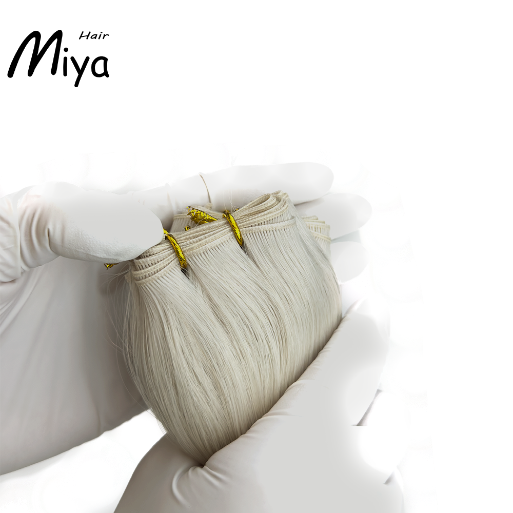 Ice Blonde Hair Silver Blonde Genius Weft Best Quality Double Drawn 100% Cuticle Aligned Human Hair From One Donor 16-30inch Hair Extensions