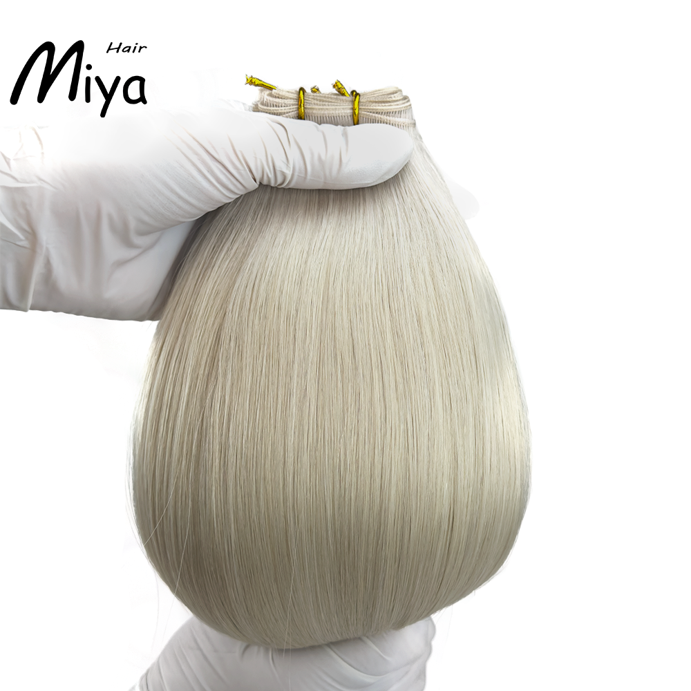 Ice Blonde Hair Silver Blonde Genius Weft Best Quality Double Drawn 100% Cuticle Aligned Human Hair From One Donor 16-30inch Hair Extensions