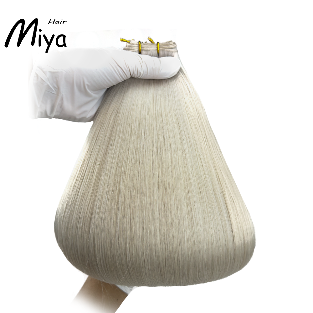 Ice Blonde Hair Silver Blonde Genius Weft Best Quality Double Drawn 100% Cuticle Aligned Human Hair From One Donor 16-30inch Hair Extensions