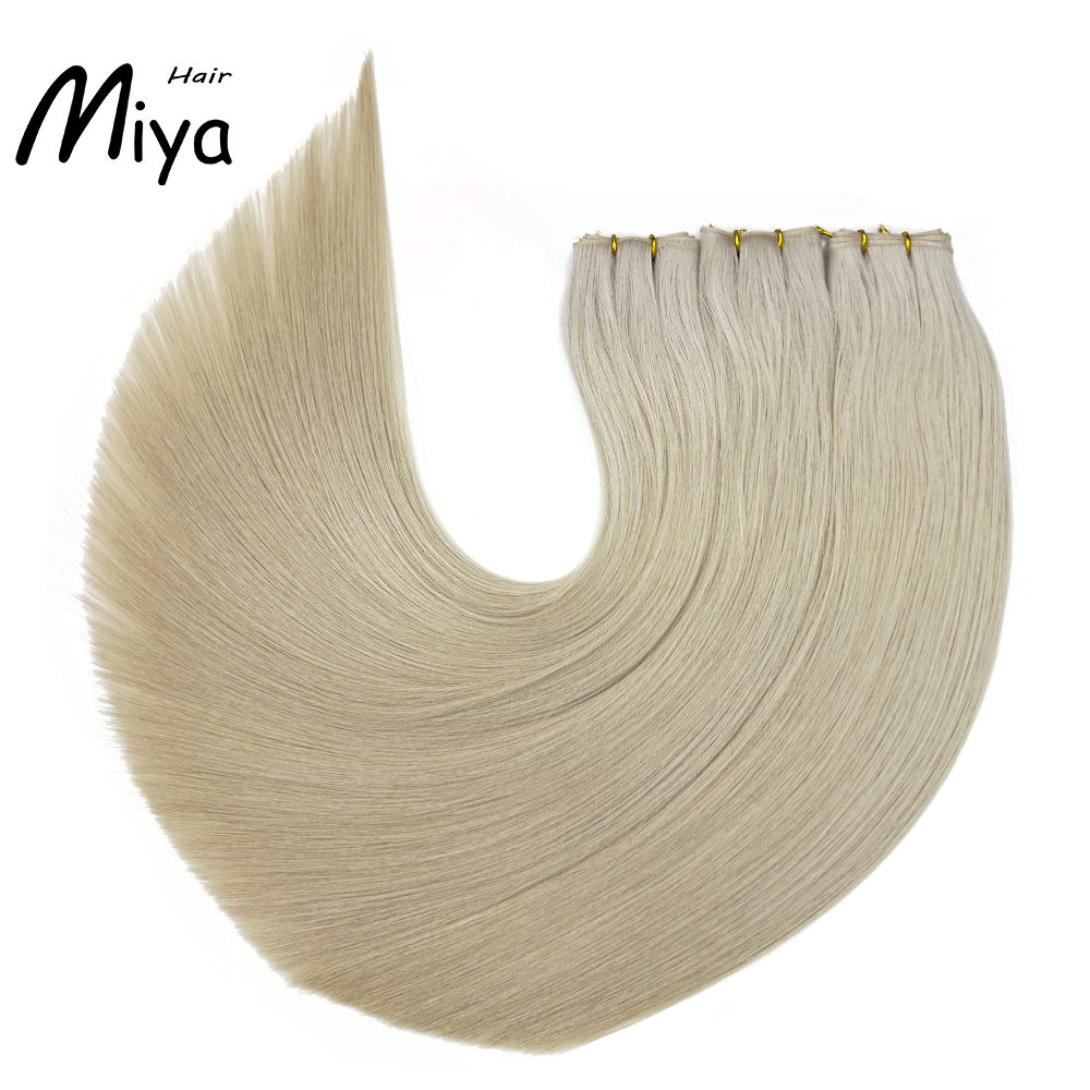 Ice Blonde Hair Silver Blonde Genius Weft Best Quality Double Drawn 100% Cuticle Aligned Human Hair From One Donor 16-30inch Hair Extensions