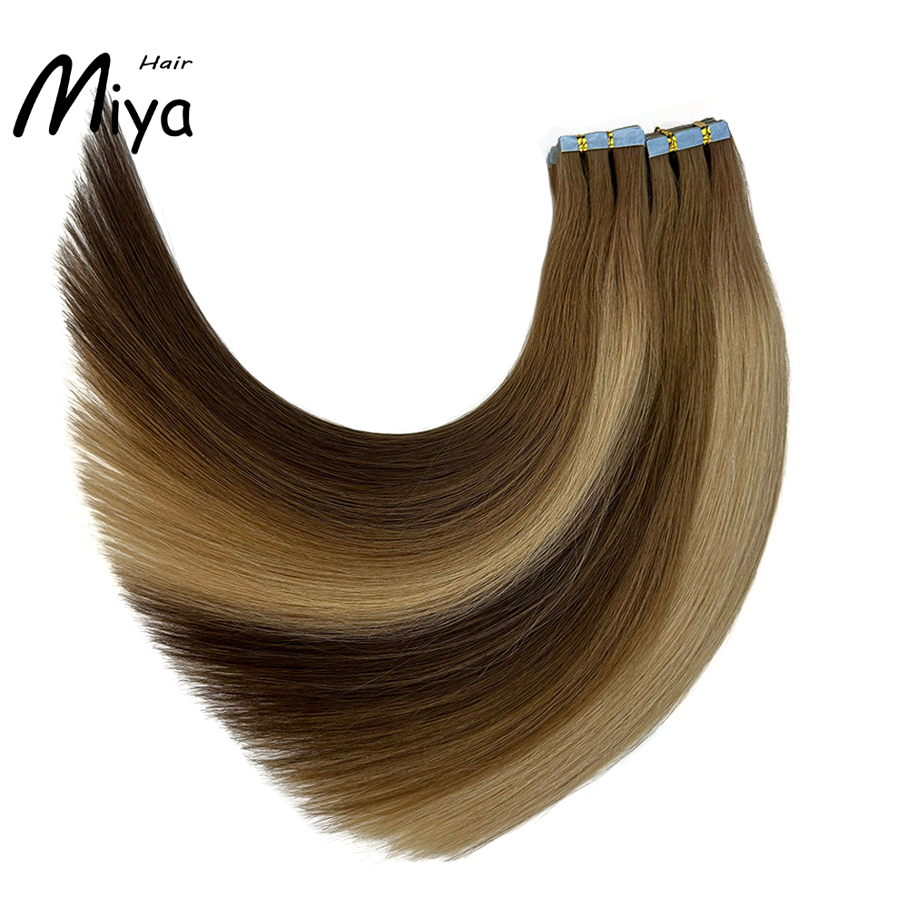 Balayage Tape Hair Virgin Hair Invisible Seamless Injected Tape Ins Best Quality Double Drawn 100% Cuticle Aligned Human Hair From One Donor 16-30inch Tape In Hair