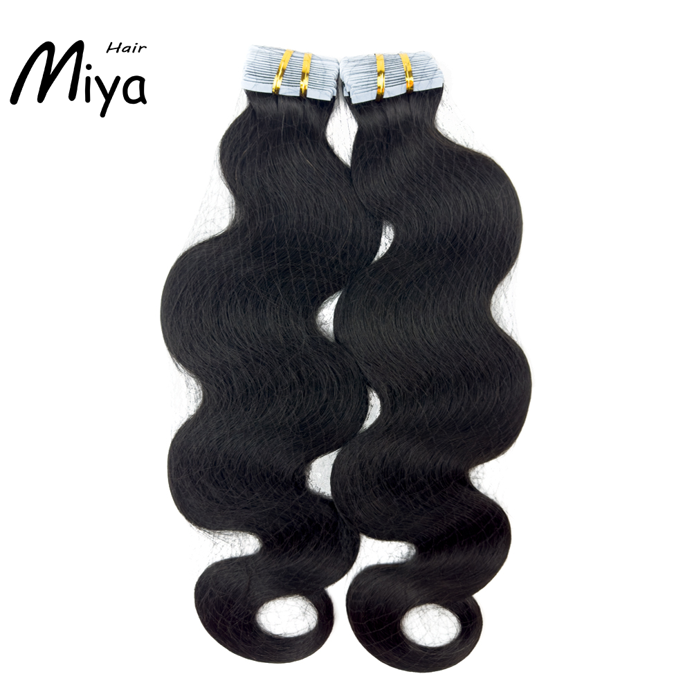 Body Wave Tape Hair Natural Black Virgin Hair Tape Ins Best Quality Double Drawn 100% Cuticle Aligned Human Hair From One Donor 16-30inch Tape In Hair