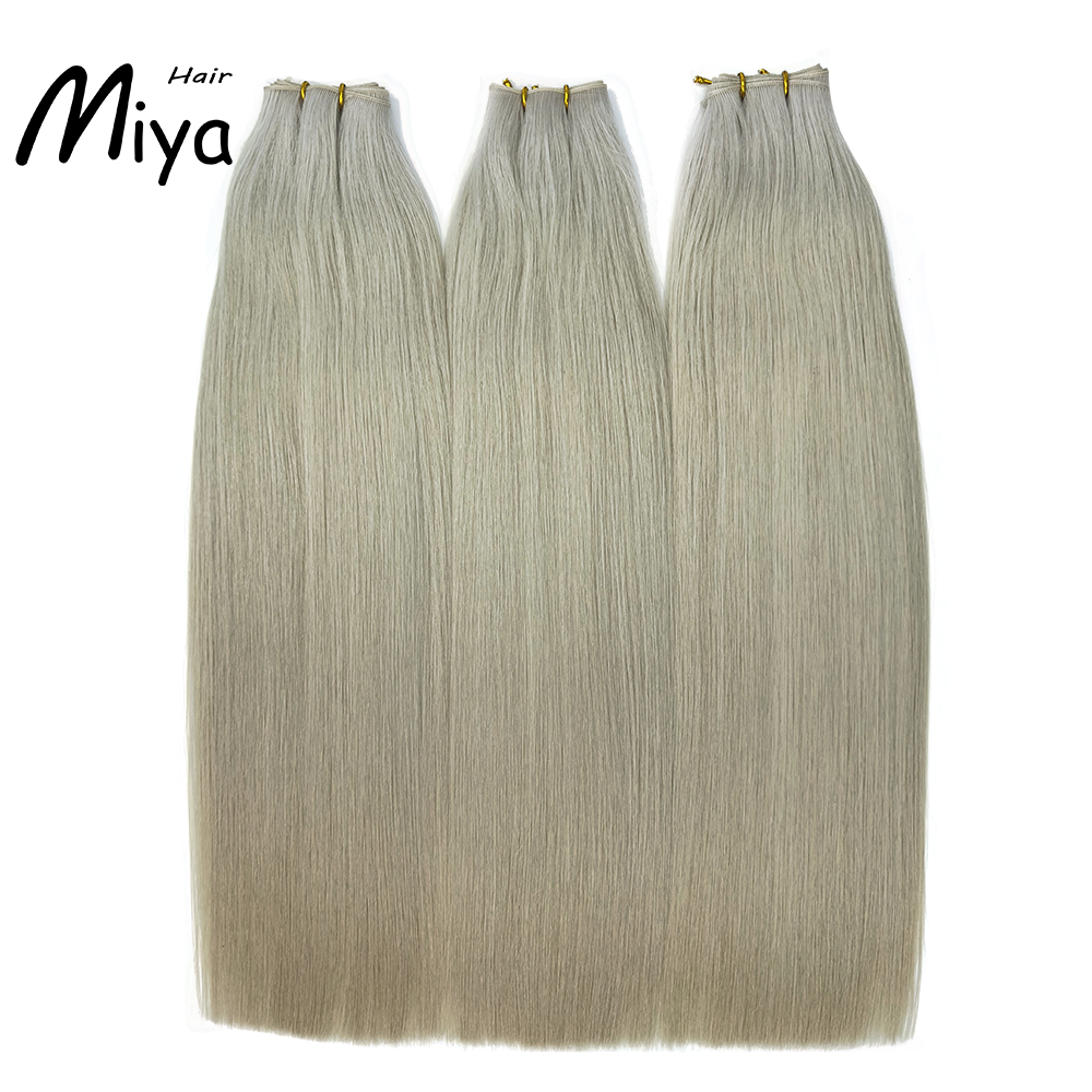 Ice Blonde Hair Silver Blonde Genius Weft Best Quality Double Drawn 100% Cuticle Aligned Human Hair From One Donor 16-30inch Hair Extensions