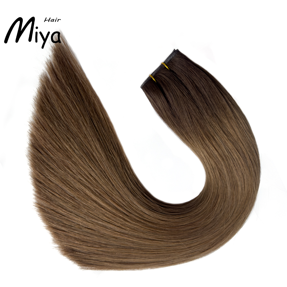 Ombre Hair Brown Black Root Genius Weft Best Quality Double Drawn 100% Cuticle Aligned Human Hair Extensions 16-30inch From One Donor
