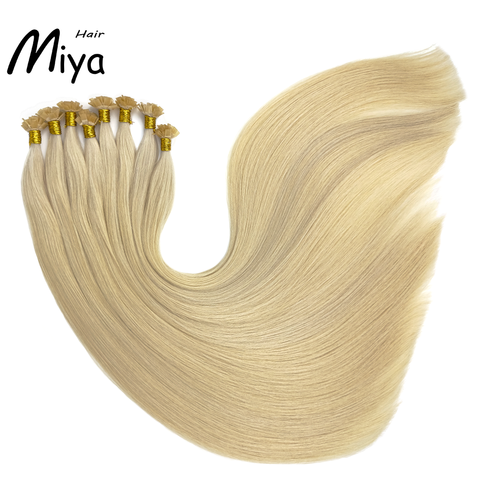 Light Blonde #1001 Virgin Hair Keratin Hair Best Quality Double Drawn 100% Cuticle Aligned Human Hair From One Donor 16-30inch Flat Tip Hair Unprocessed Hair