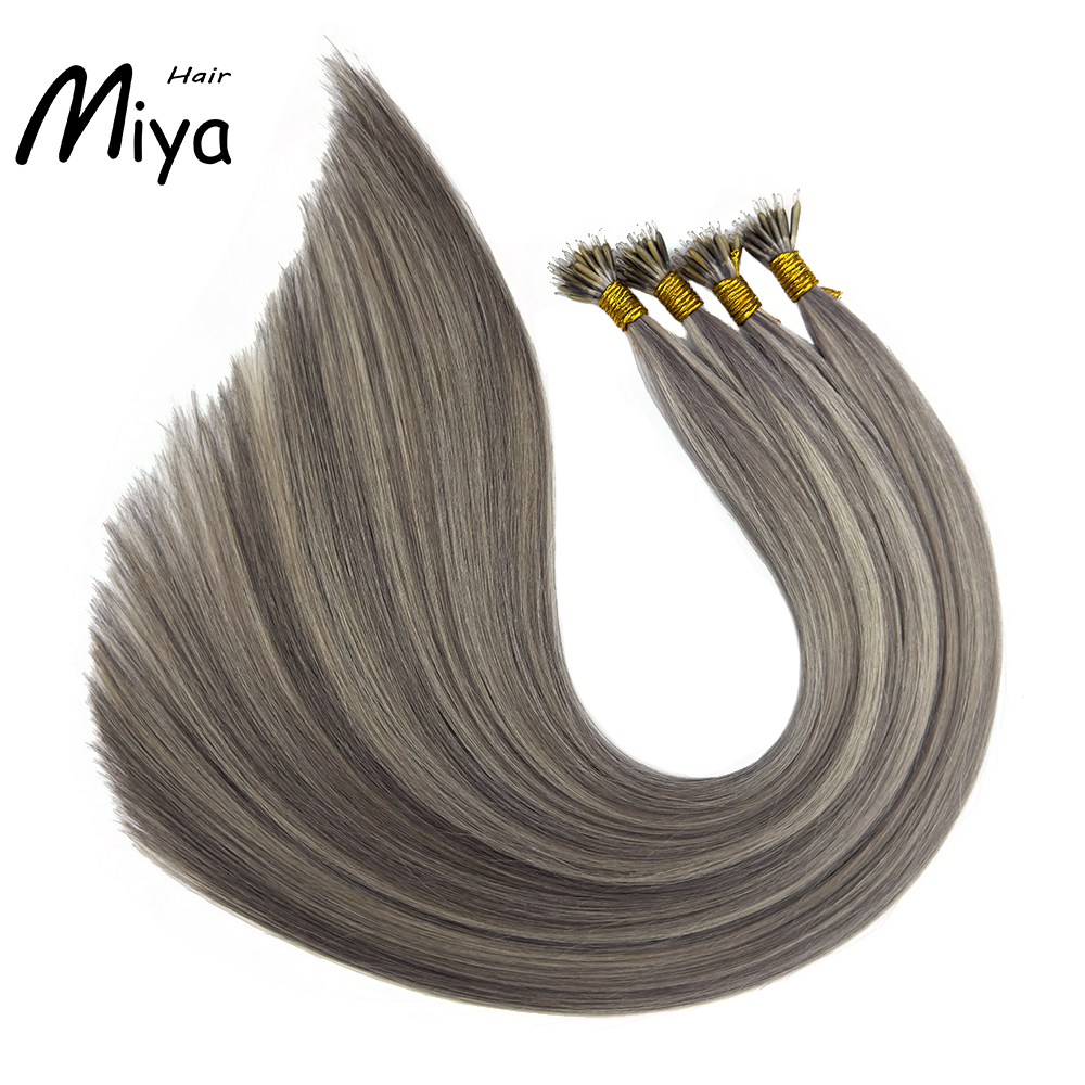 Silver Gray Piano Highlight Nano Ring Hair Best Quality Double Drawn 100% Cuticle Aligned Human Hair From One Donor 16-30inch Nano Bead Hair Extensions Nano Hair