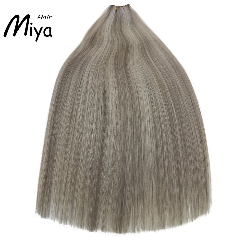 Piano Hair Highlight Silver Gray Genius Weft Best Quality Double Drawn 100% Cuticle Aligned Human Hair Extensions 16-30inch From One Donor Virgin Hair Remy Hair