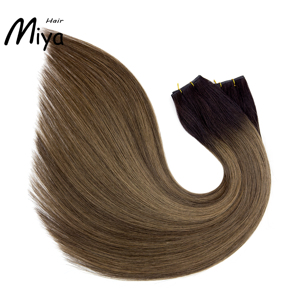 Balayage Hair Ombre Dark Root Hair Highlight Genius Weft Best Quality Double Drawn 100% Cuticle Aligned Human Hair From One Donor 16-30inch Hair Extensions