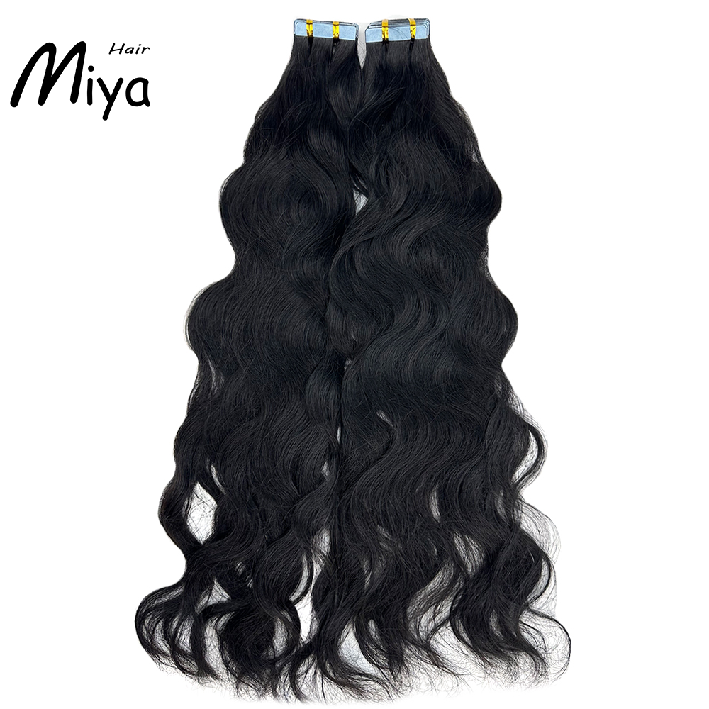 Natural Wave Natural Black Virgin Hair Tape Ins Best Quality Double Drawn 100% Cuticle Aligned Human Hair From One Donor Raw Hair 16-30inch Natural Straight Tape In Hair Unprocessed Hair