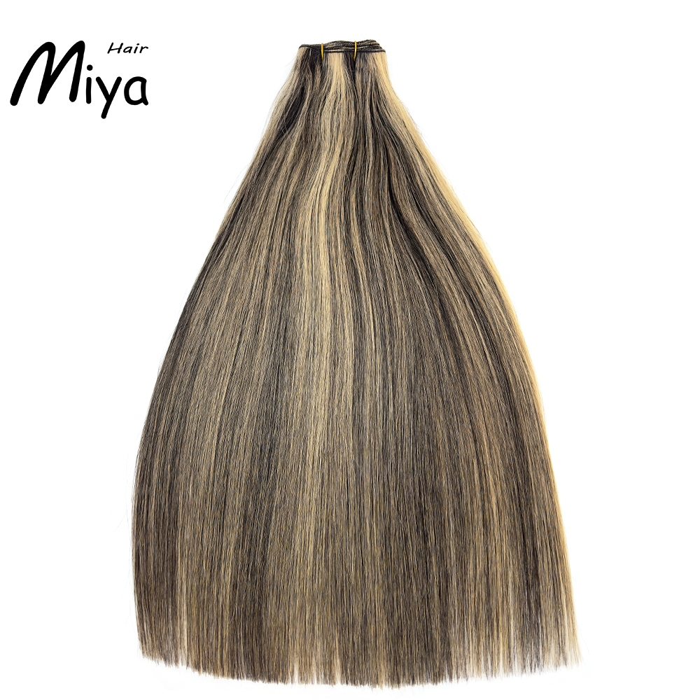 Piano Weft Highlight Extensions Blonde Bundles Best Quality Double Drawn From One Donor 100% Cuticle Aligned Human Hair Extensions Machine Weft Volume Weft Hair Weft Hair Bundles
