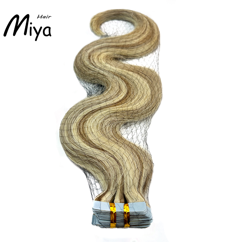 Piano Tape Hair Blonde Highlight Virgin Hair Tape Ins Best Quality Double Drawn 100% Cuticle Aligned Human Hair From One Donor 16-30inch Tape In Hair