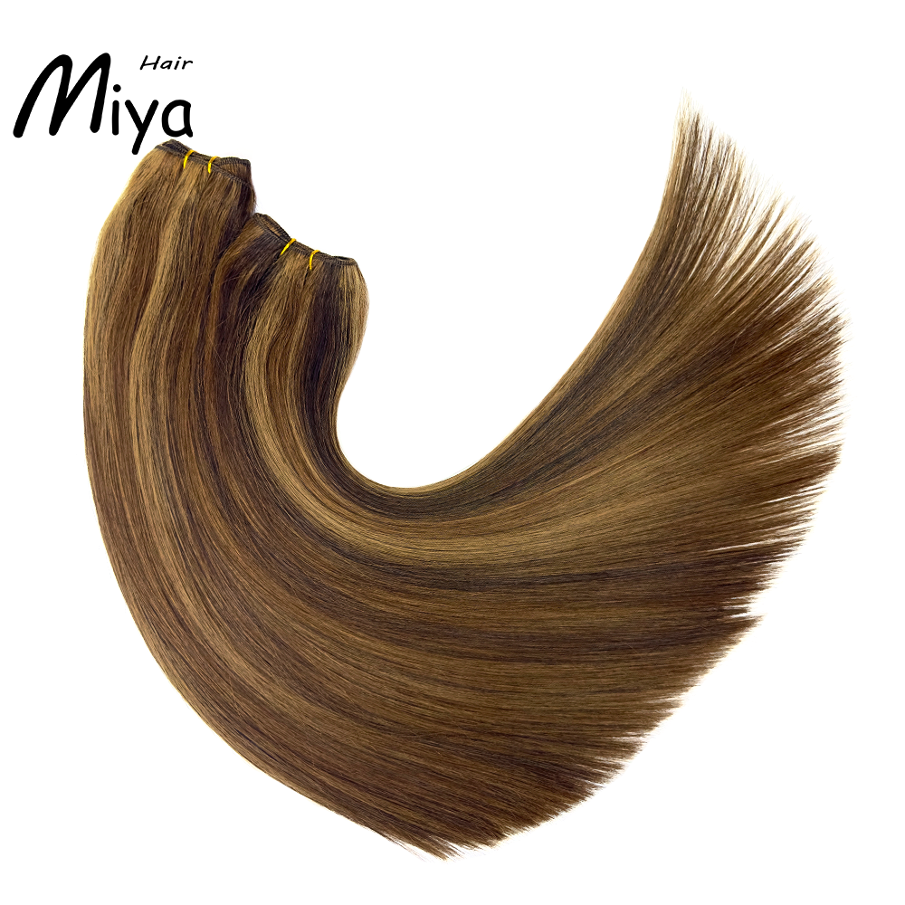 Piano Bundles Highlight Brown Weft Best Quality Double Drawn 100% Cuticle Aligned Human Hair Extensions From One Donor Machine Weft Volume Weft Hair Weft Hair Bundles