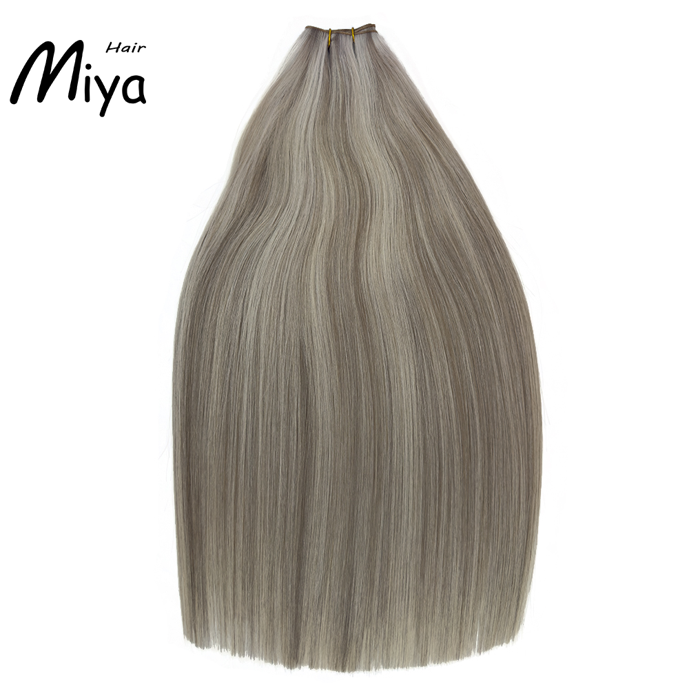 Piano Hair Highlight Silver Gray Genius Weft Best Quality Double Drawn 100% Cuticle Aligned Human Hair Extensions 16-30inch From One Donor Virgin Hair Remy Hair