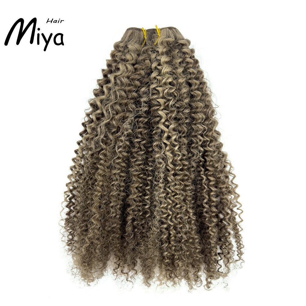 Piano Weft Highlight Extensions Jerry Curly Bundles Kinky Curly Hair Best Quality Double Drawn 100% Cuticle Aligned Human Hair Extensions From One Donor Volume Weft Machine Weft Hair Weft Hair Bundles