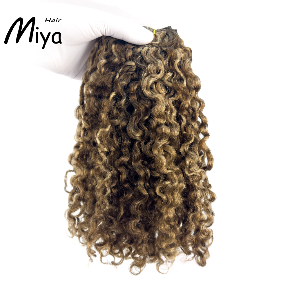 Jerry Curly Weft Kinky Curly Bundles Piano Hair Highlight Blonde Best Quality Double Drawn 100% Cuticle Aligned Human Hair Extensions From One Donor Machine Weft Volume Weft Hair Weft Hair Bundles (Copy)
