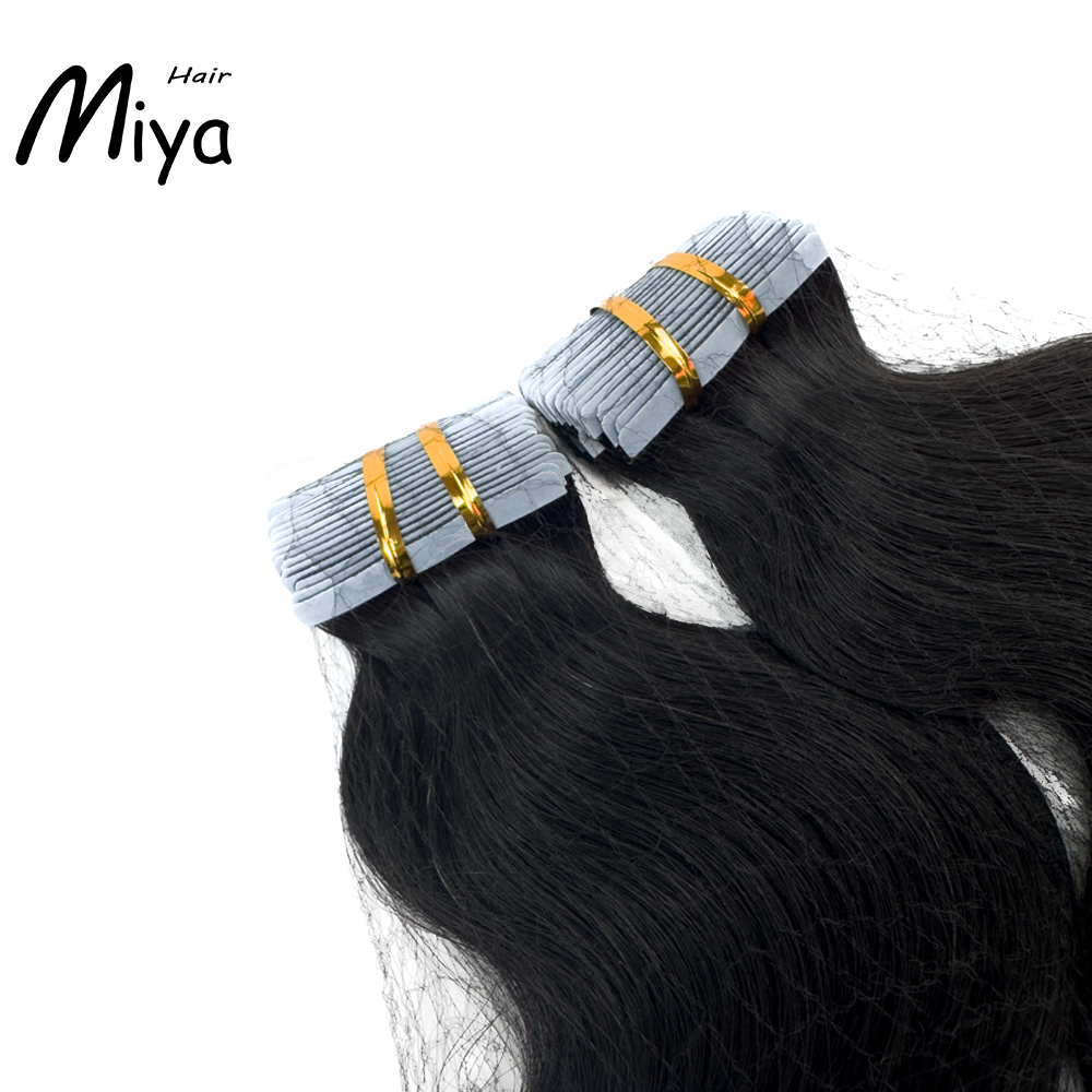 Body Wave Tape Hair Natural Black Virgin Hair Tape Ins Best Quality Double Drawn 100% Cuticle Aligned Human Hair From One Donor 16-30inch Tape In Hair