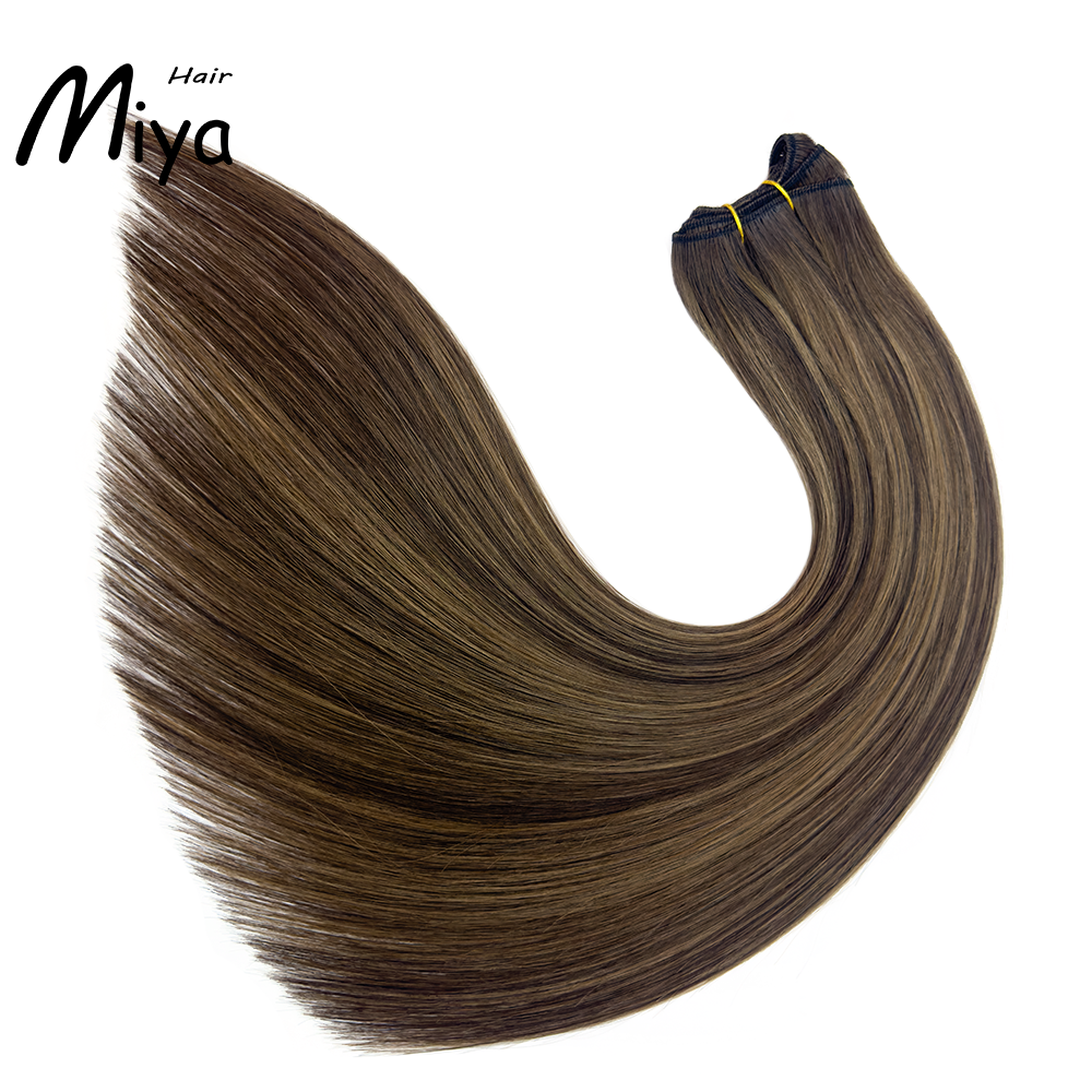 Balayage Weft Ombre Extension Brown Bundles Piano Hair Highlight Bundles Best Quality From One Donor Double Drawn 100% Cuticle Aligned Human Hair Extensions Machine Weft Volume Weft Hair Bundles