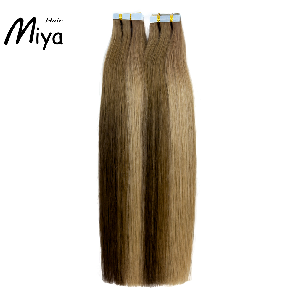 Balayage Tape Hair Virgin Hair Invisible Seamless Injected Tape Ins Best Quality Double Drawn 100% Cuticle Aligned Human Hair From One Donor 16-30inch Tape In Hair