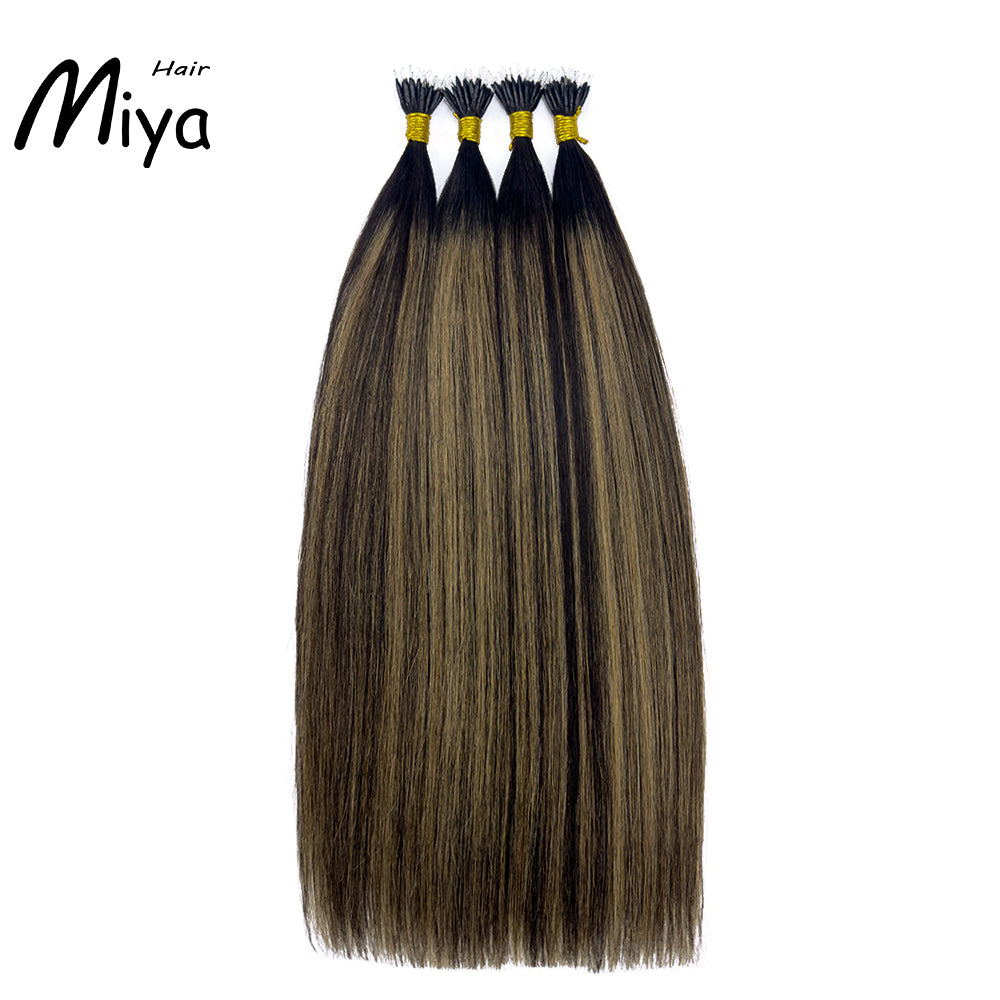 Balayage Nano Ombre Highlight Virgin Hair Nano Ring Hair Best Quality Double Drawn 100% Cuticle Aligned Human Hair From One Donor 18-24inch Nano Bead Hair Extensions Nano Hair