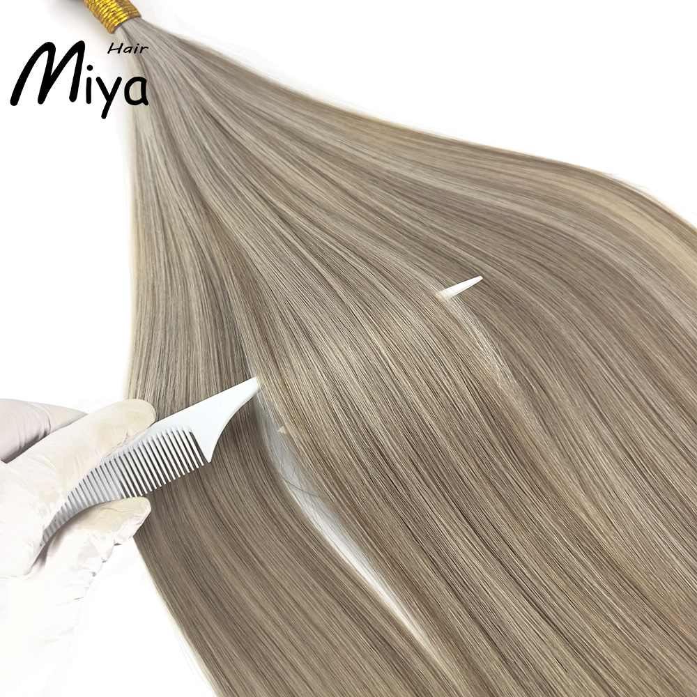 Silver Blonde Piano Highlight Hair Keratin Hair Best Quality Double Drawn 100% Cuticle Aligned Human Hair From One Donor 16-30inch Flat Tip Hair Unprocessed Hair