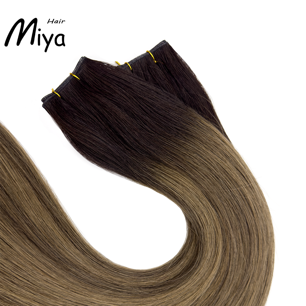 Balayage Hair Ombre Dark Root Hair Highlight Genius Weft Best Quality Double Drawn 100% Cuticle Aligned Human Hair From One Donor 16-30inch Hair Extensions