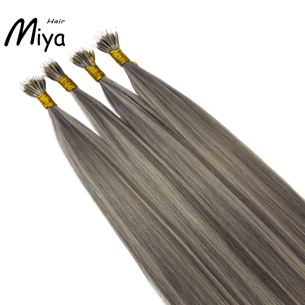 Silver Gray Piano Highlight Nano Ring Hair Best Quality Double Drawn 100% Cuticle Aligned Human Hair From One Donor 16-30inch Nano Bead Hair Extensions Nano Hair