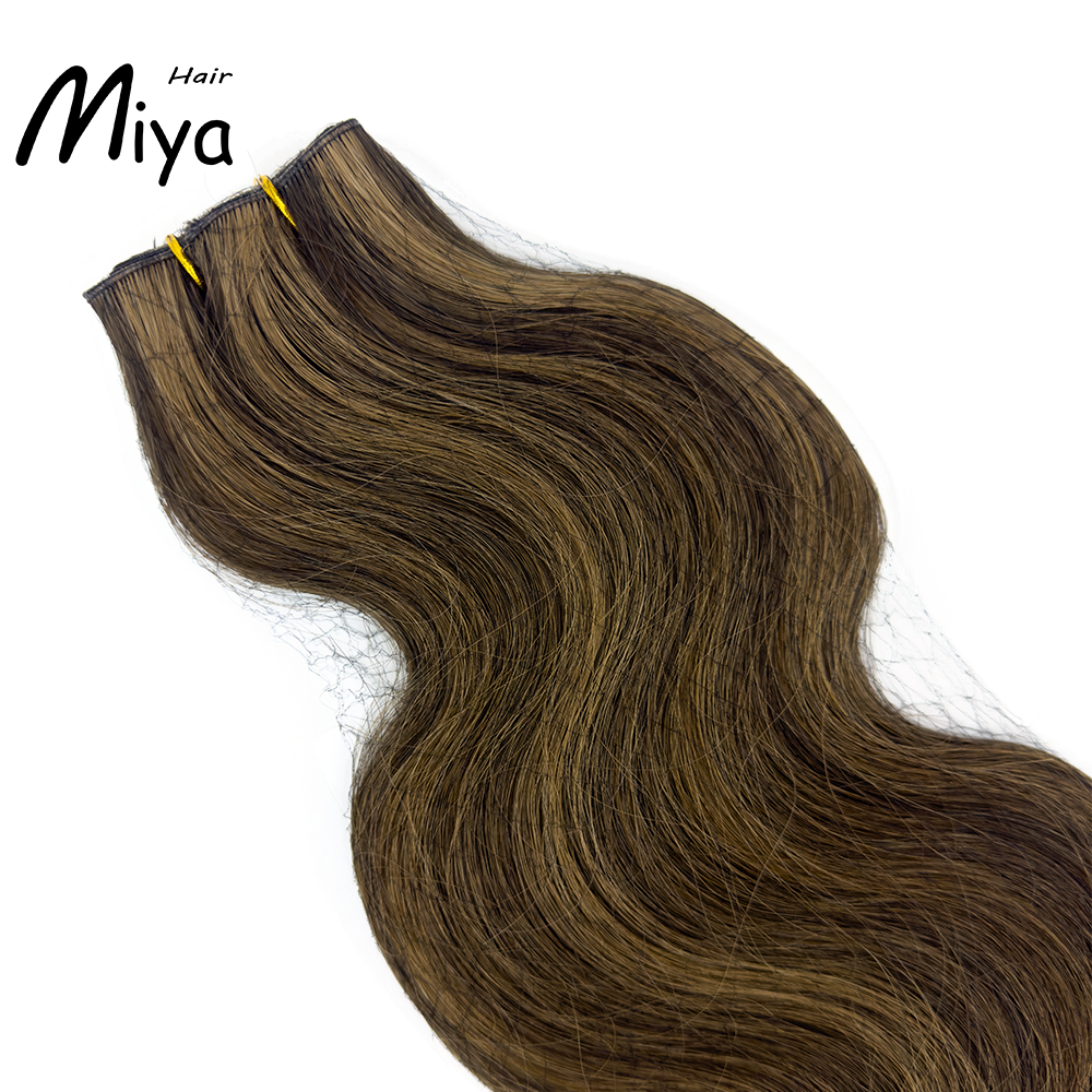Brown Hair Piano Highlight Body Wave Genius Weft Best Quality Double Drawn 100% Cuticle Aligned Human Hair From One Donor 16-30inch Human Hair Extensions