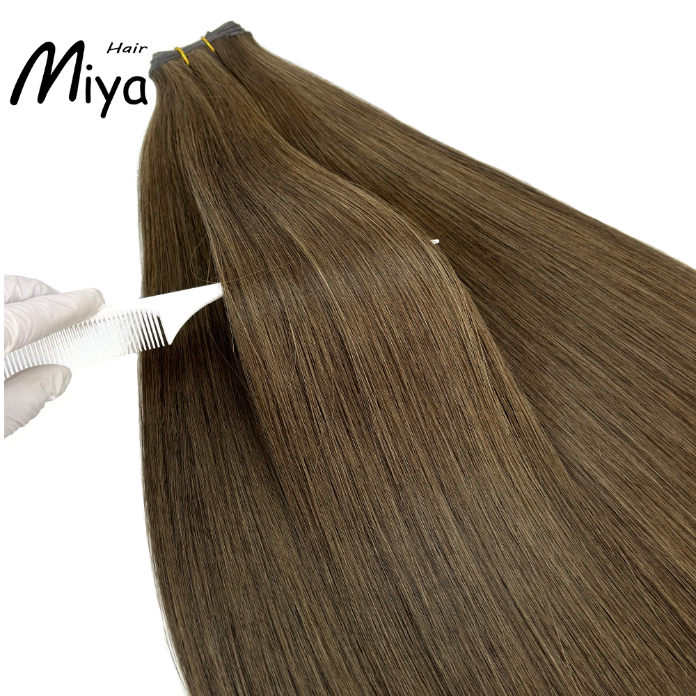 Piano Genius Weft Brown Highlight Blonde Genius Weft Best Quality Double Drawn 100% Cuticle Aligned Human Hair Extensions 16-30inch From One Donor