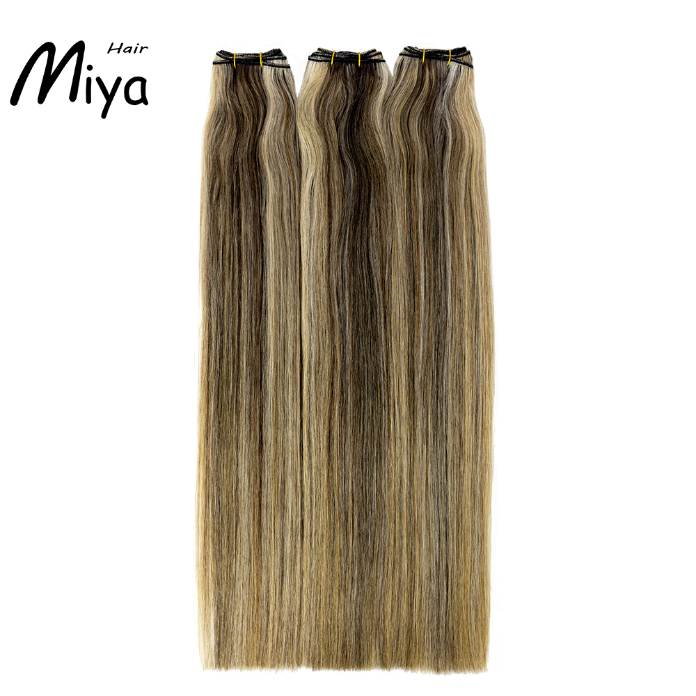 Piano Extensions Highlight Weft Best Quality Double Drawn 100% Cuticle Aligned Human Hair Extensions From One Donor Machine Weft Volume Weft Hair Weft Hair Bundles