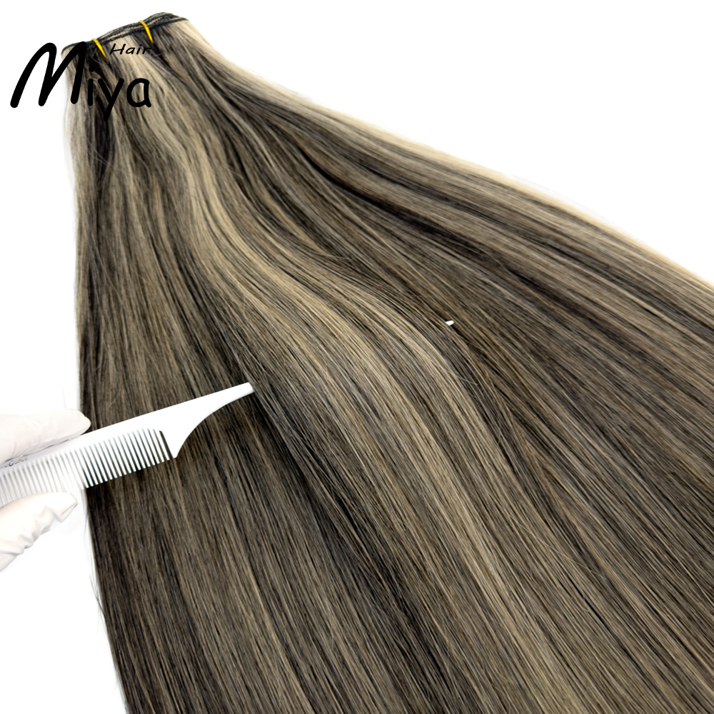 Piano Weft Highlight Extensions Blonde Bundles Best Quality Double Drawn From One Donor 100% Cuticle Aligned Human Hair Extensions Machine Weft Volume Weft Hair Weft Hair Bundles