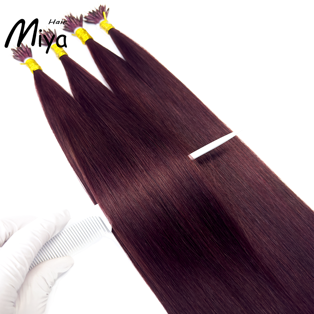 Cranberry Hair #99J Nano Ring Hair Best Quality Double Drawn 100% Cuticle Aligned Human Hair From One Donor 16-30inch Nano Bead Hair Extensions Nano Hair