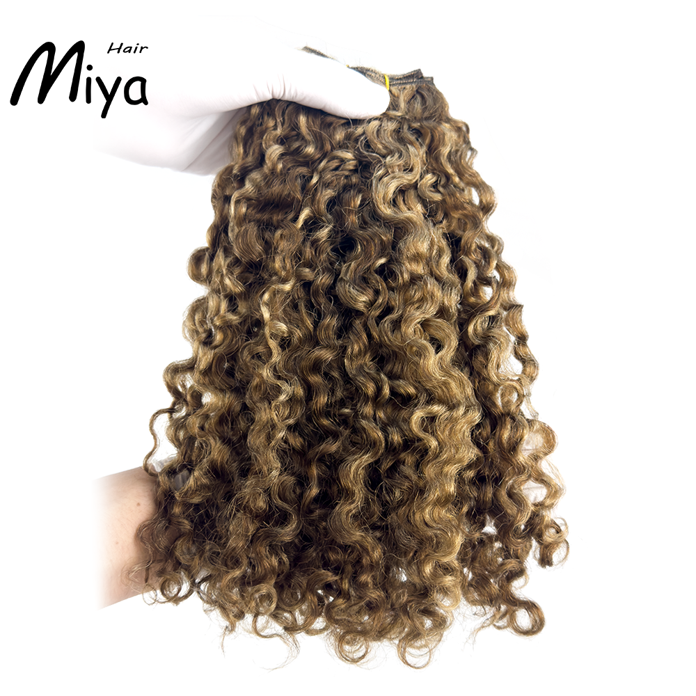Jerry Curly Weft Kinky Curly Bundles Piano Hair Highlight Blonde Best Quality Double Drawn 100% Cuticle Aligned Human Hair Extensions From One Donor Machine Weft Volume Weft Hair Weft Hair Bundles (Copy)