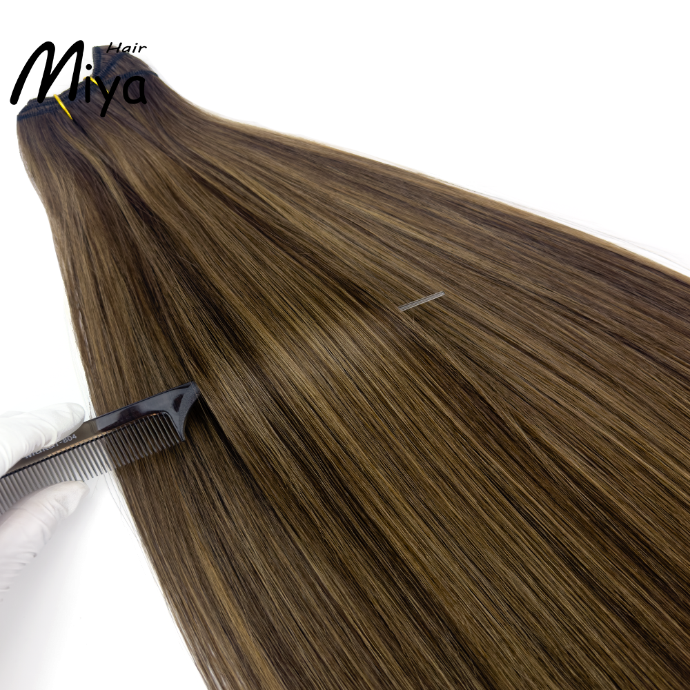 Balayage Weft Ombre Extension Brown Bundles Piano Hair Highlight Bundles Best Quality From One Donor Double Drawn 100% Cuticle Aligned Human Hair Extensions Machine Weft Volume Weft Hair Bundles