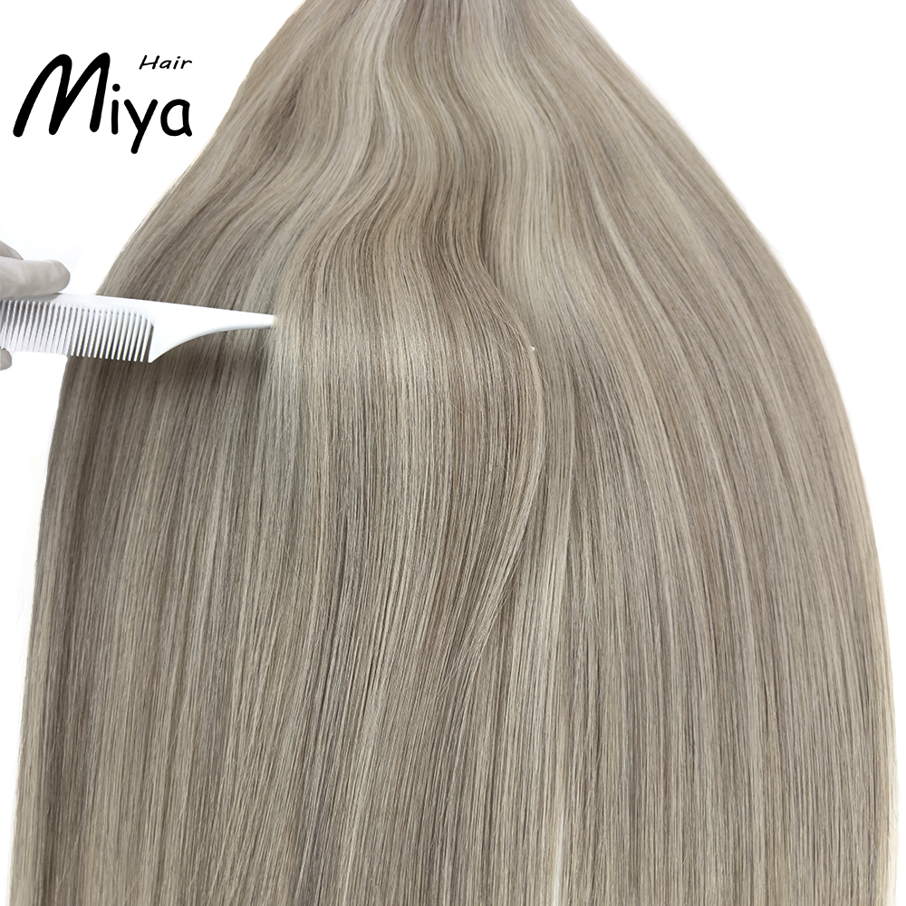 Piano Hair Highlight Silver Gray Genius Weft Best Quality Double Drawn 100% Cuticle Aligned Human Hair Extensions 16-30inch From One Donor Virgin Hair Remy Hair