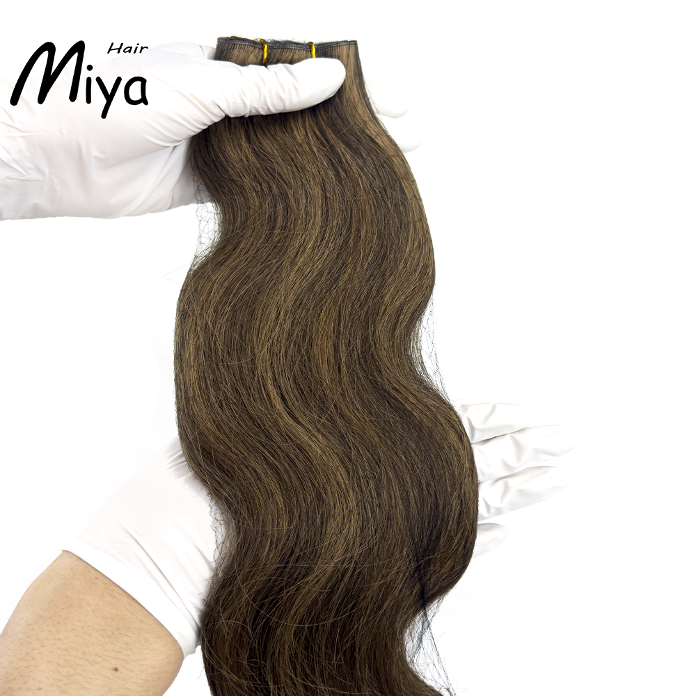 Brown Hair Piano Highlight Body Wave Genius Weft Best Quality Double Drawn 100% Cuticle Aligned Human Hair From One Donor 16-30inch Human Hair Extensions