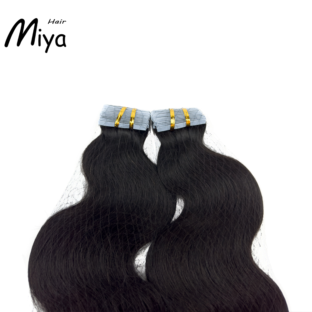 Body Wave Tape Hair Natural Black Virgin Hair Tape Ins Best Quality Double Drawn 100% Cuticle Aligned Human Hair From One Donor 16-30inch Tape In Hair