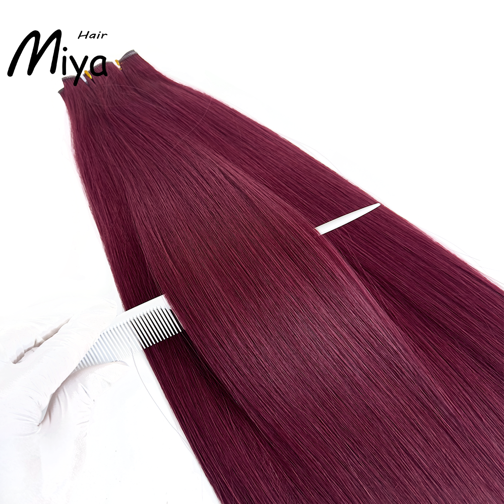 Cranberry Hair #99J Genius Weft Best Quality Double Drawn 100% Cuticle Aligned Human Hair From One Donor 16-30inch Human Hair Extensions