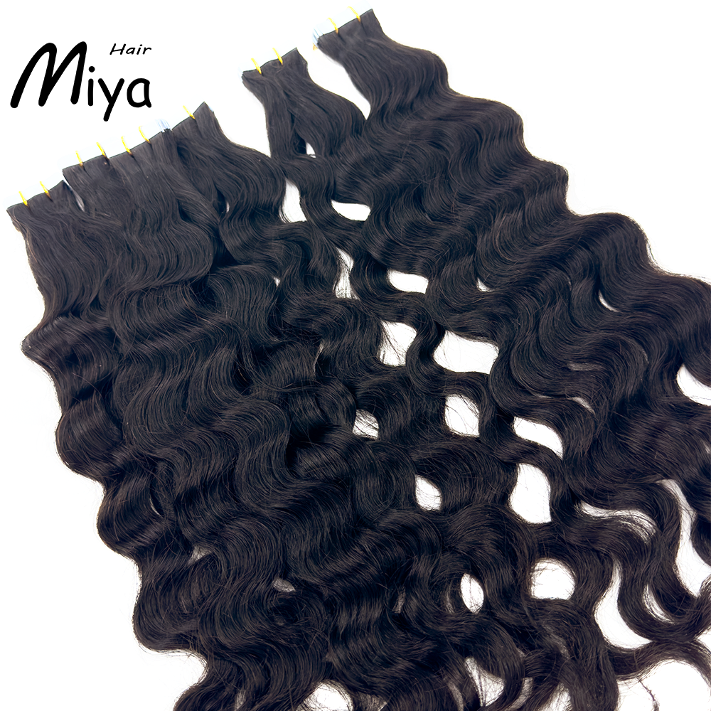 Natural Wave Natural Black Virgin Hair Tape Ins Best Quality Double Drawn 100% Cuticle Aligned Human Hair From One Donor Natural Tape Hair 16-30inch Tape In Hair