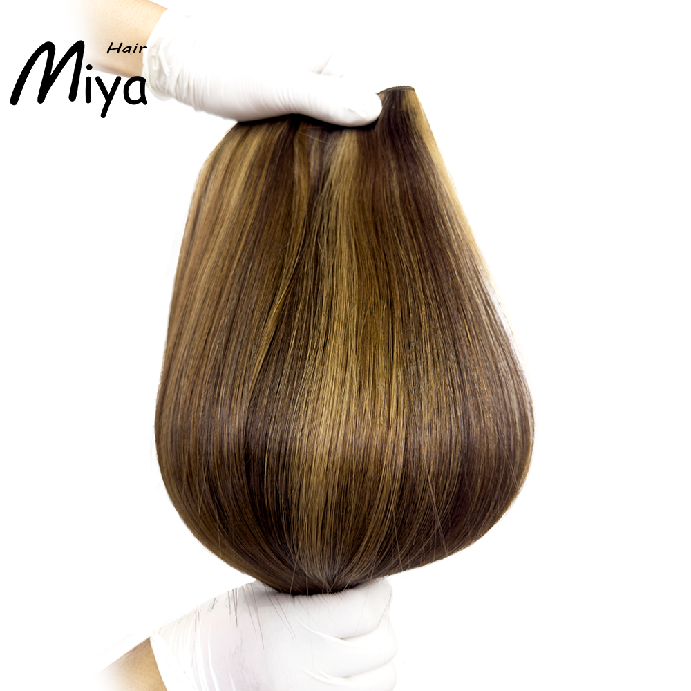 Piano Bundles Highlight Brown Weft Best Quality Double Drawn 100% Cuticle Aligned Human Hair Extensions From One Donor Machine Weft Volume Weft Hair Weft Hair Bundles