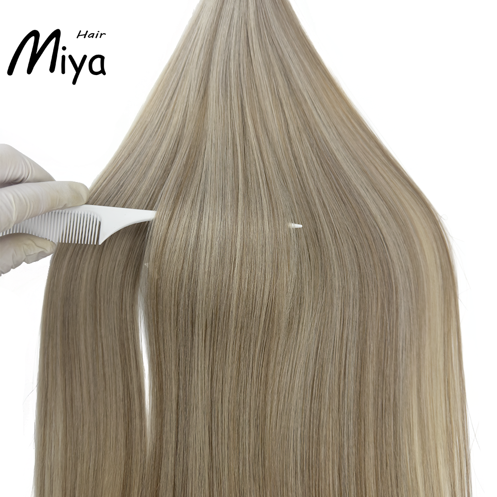 Silver Blonde Piano Highlight Hair Keratin Hair Best Quality Double Drawn 100% Cuticle Aligned Human Hair From One Donor 16-30inch Flat Tip Hair Unprocessed Hair