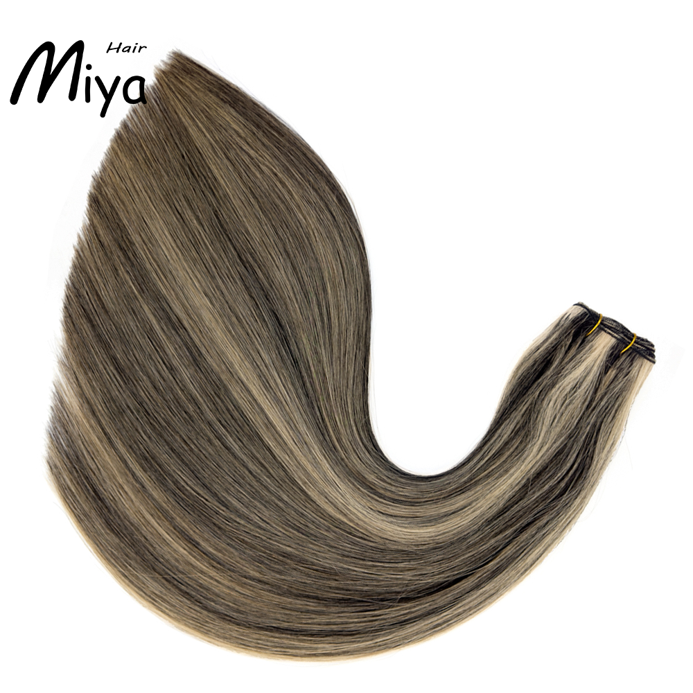 Piano Weft Highlight Extensions Blonde Bundles Best Quality Double Drawn From One Donor 100% Cuticle Aligned Human Hair Extensions Machine Weft Volume Weft Hair Weft Hair Bundles