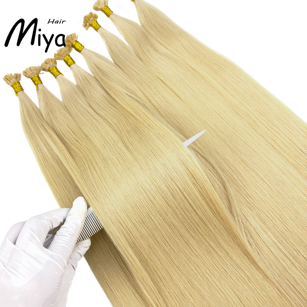 Warm Blonde Extensions Virgin Hair Keratin Hair Best Quality Double Drawn 100% Cuticle Aligned Human Hair From One Donor 16-30inch Virgin Hair Flat Tip Hair Unprocessed Hair